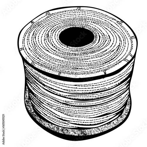 Vector Coiled rope features a cylindrical spool with wrapped cordage.