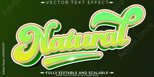 Organic green text effect, editable natural and fruit text style