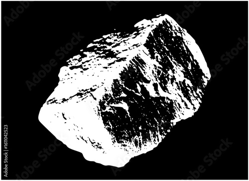Vector Detailed rock fragment with textured surfaces.