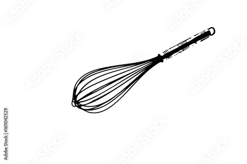 Vector Detailed black whisk for culinary .