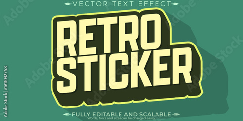 Retro sticker text effect, editable 70s and 80s text style