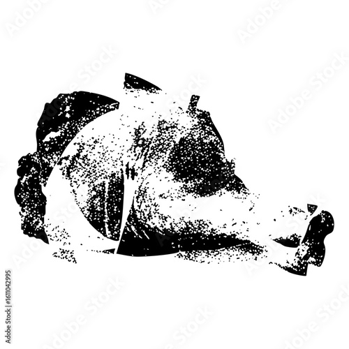 Vector Abstract silhouette of a reclining figure with floral elements.
