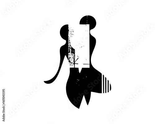 Vector Abstract couple silhouette with communication .