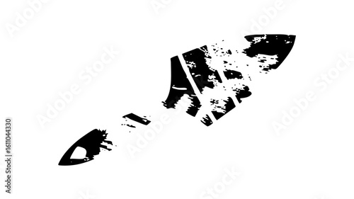 Vector Distressed ship with fragmented .