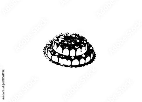 Vector Dark spherical object with jagged tooth-like openings.