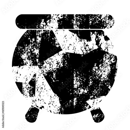 Vector Distressed black alarm clock depicts time and wakefulness.