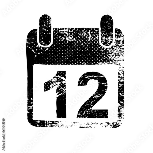 Vector Black calendar displays the twelfth day of the month.