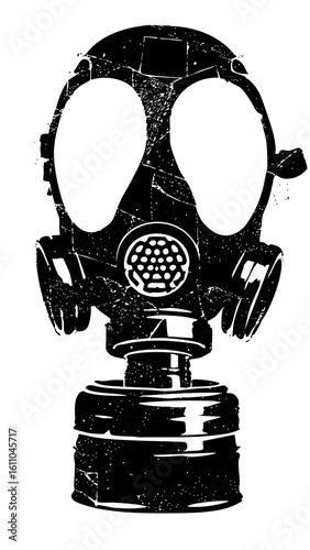 Vector Detailed black vector of a vintage gas mask.