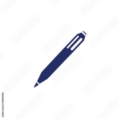 A single blue ballpoint pen isolated on a white background, perfect for office, school, or business writing