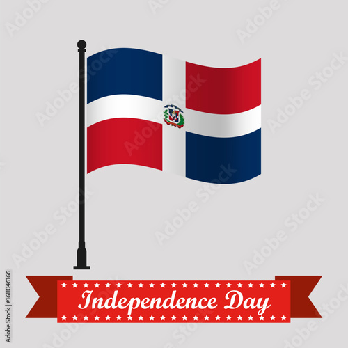 Flat Dominican Republic Independence Day With Waving Flag