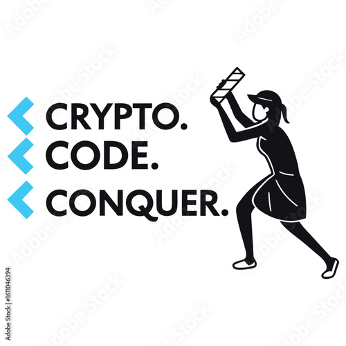 Crypto. Code. Conquer Typography T-Shirt Design