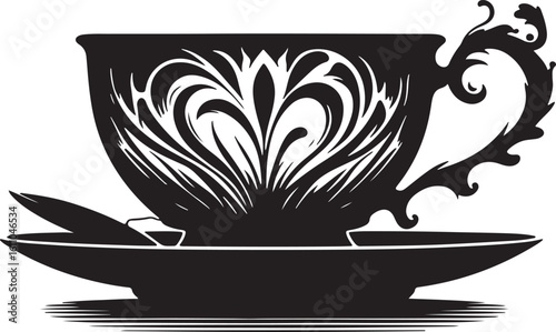 a silhouette teacup