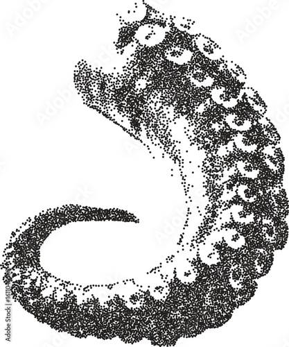 Octopus y2k retro stipple art pirate brutalist halftone vector png transparent, tentacle 2000s photocopy effect tattoo aesthetic