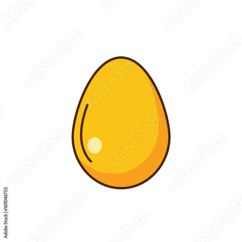 Shiny Golden Egg Isolated on White Background Vector Illustration