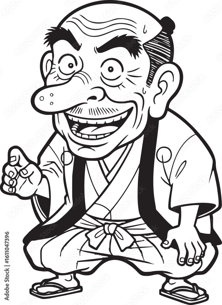 Obraz premium 劇画風 コメディおじさん 人物のみ 漫画素材 白黒