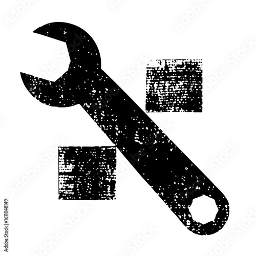Vector Black wrench forming a plus sign a symbol of repair and maintenance.