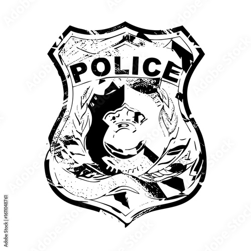 Vector Detailed vector of a law enforcement badge with prominent text.