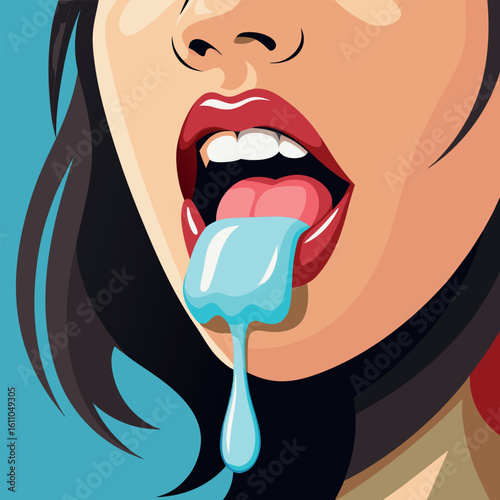 Woman Licking Ice Cream – Vector Pop Art Style