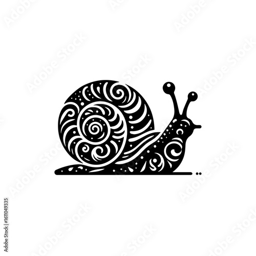 Decorative snail illustration isolated on white background