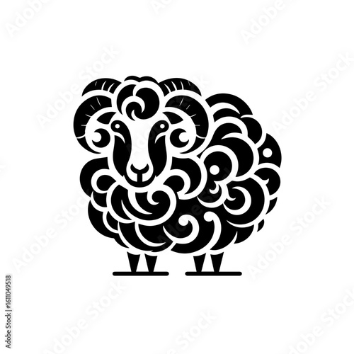 Stylized sheep with curly wool