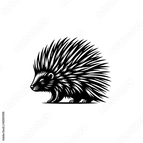 Stylized porcupine with sharp quills