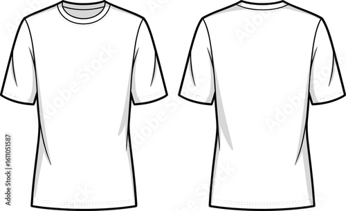 Wallpaper Mural CAD drawing flat vector illustration, blank white t-shirt design, technical drawingtemplate, fashion sketch, front and back view, apparel design, technical drawing Torontodigital.ca