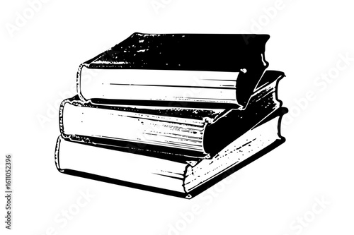 Vector Stacked books depicts classic literature and learning.