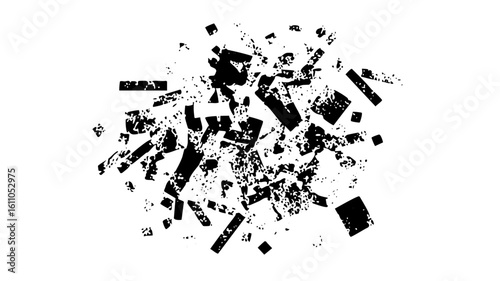 Vector Abstract shattered geometric shapes create a dynamic explosion.