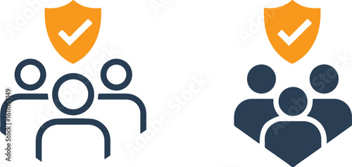 Set of Two Minimalist Flat Design Team Security Icons