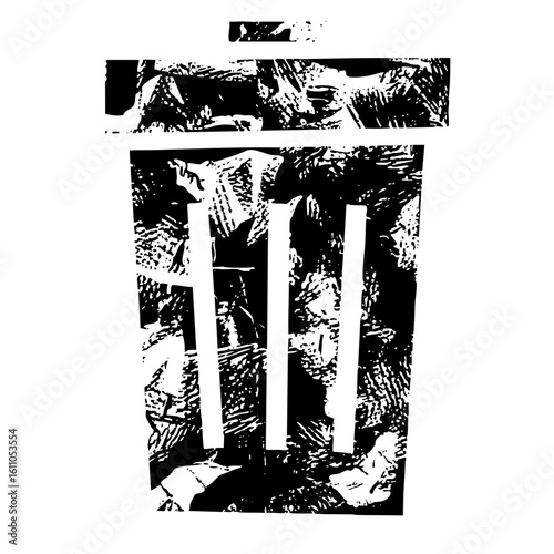 Vector Abstract trash bin with textured details.