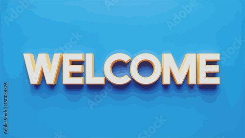 Bold white “Welcome” text on bright blue background with shadow effect — perfect for professional greeting cards, branding, events, and education