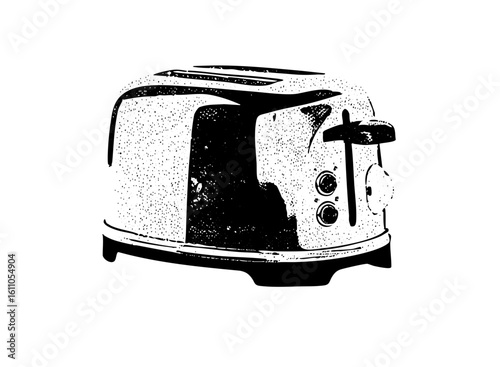 Vector Detailed of a classic kitchen toaster appliance.