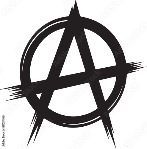 Anarchy Symbol Outline Icon Set – Capital A, Circle, and Rebellion Culture Symbols