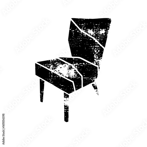 Vector Distressed black silhouette of a simple chair.