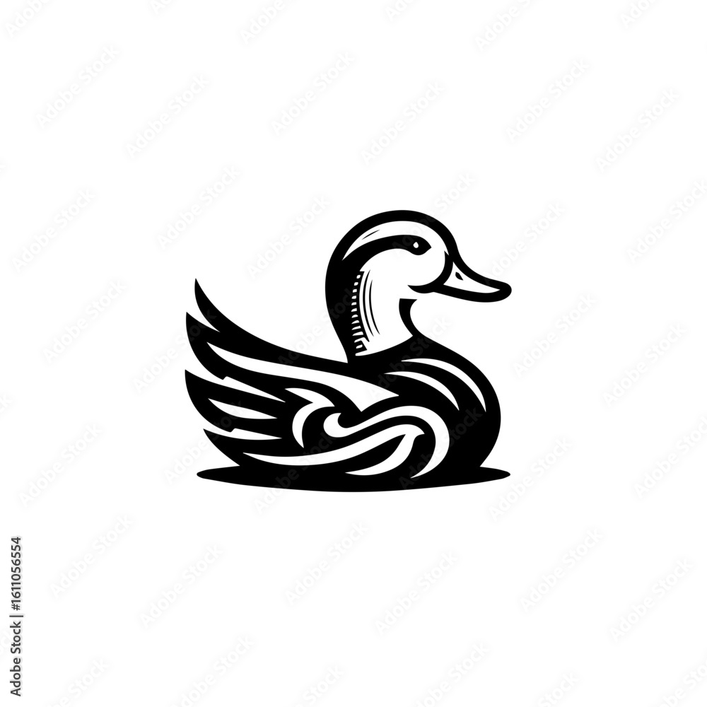Fototapeta premium Stylized duck illustration isolated on white background