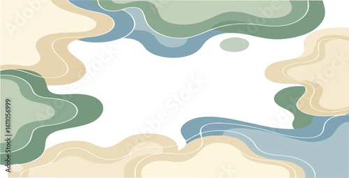 Abstract swirls of green blue and beige creating a calming and artistic background