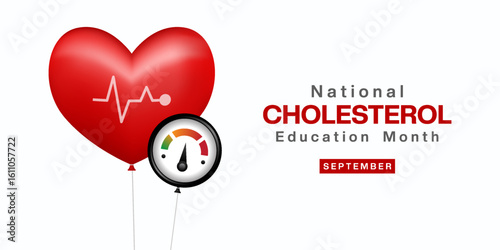 September is Cholesterol Education Month. Great for posters, banners and social media. White background.