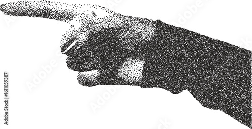 Hand vintage y2k stipple art, gesture halftone stipple brutalist retro vector png with transparent background, sign 2000s aesthetic photocopy effect tattoo