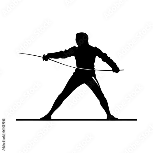 Fencing black silhouette, duel