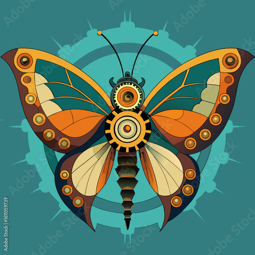 Intricate steampunk butterfly with gears and clockwork elements