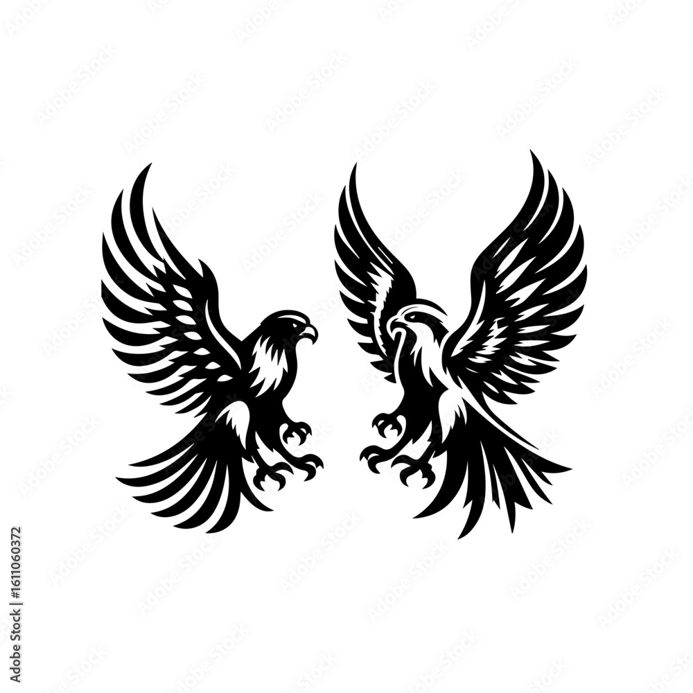 Obraz premium Two eagles in flight, a powerful depiction