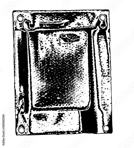 Vector Rustic metal plate with central opening .