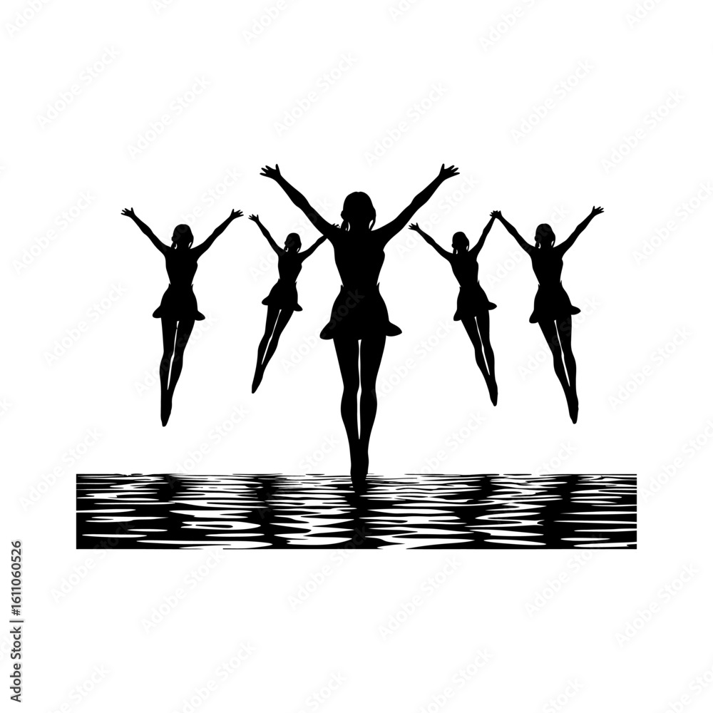 Fototapeta premium Synchronized Swimmer Clipart, Artistic Pose