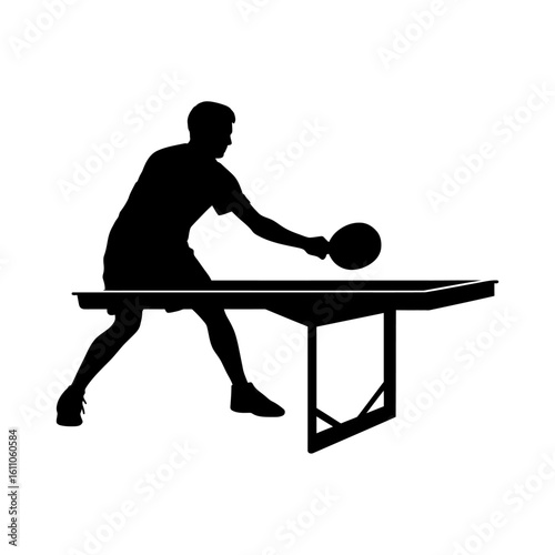 Table Tennis Silhouette Clipart, Paddle Icon