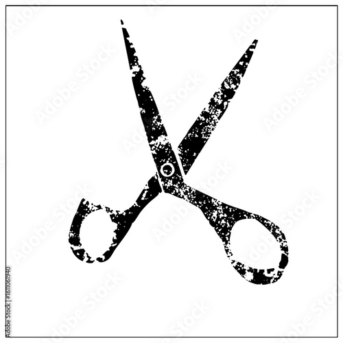 Vector Detailed of open cutting shears.