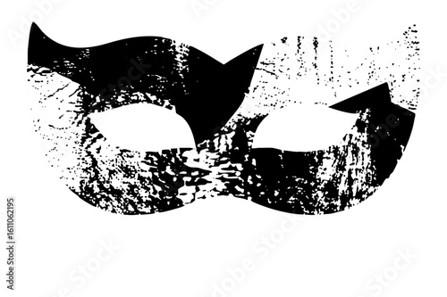 Vector Dramatic black mask with distressed texture.