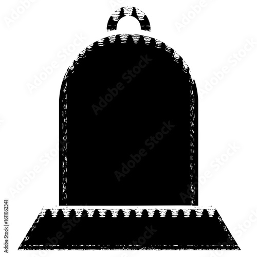 Vector Ornate tombstone features a detailed arched shape and decorative base.
