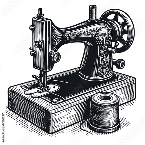 Vintage Sewing Machine Illustration⁠
