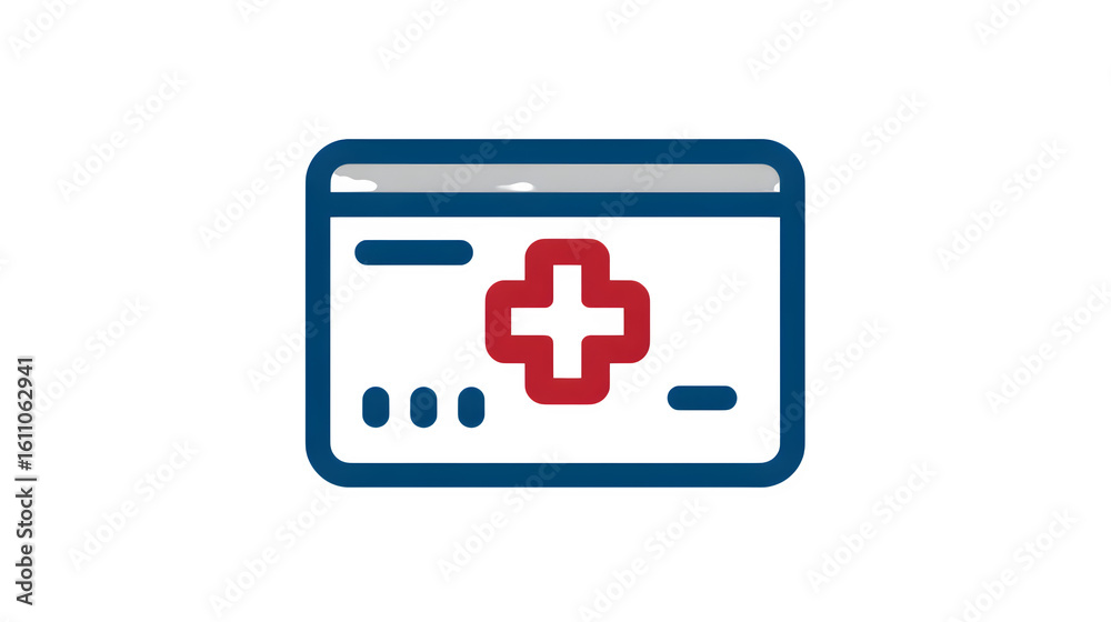 Fototapeta premium Health savings account card icon with medical symbol