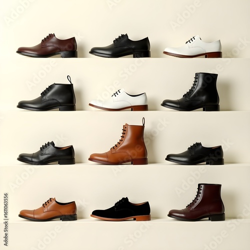 Contemporary formal shoe collection featuring black and brown leather footwear with modern professional designs